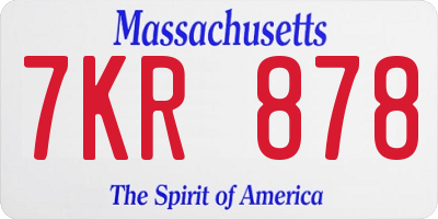 MA license plate 7KR878