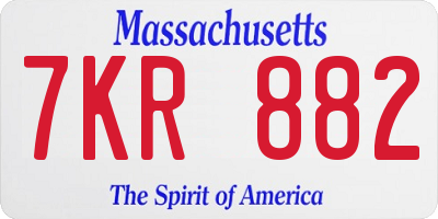MA license plate 7KR882