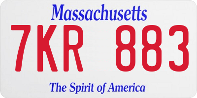 MA license plate 7KR883