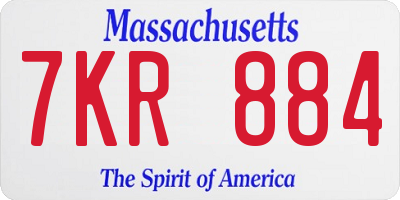 MA license plate 7KR884