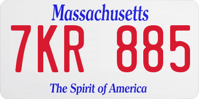 MA license plate 7KR885
