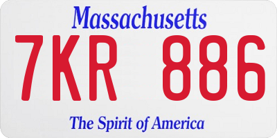 MA license plate 7KR886