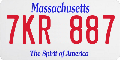 MA license plate 7KR887