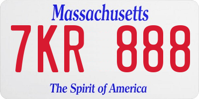 MA license plate 7KR888