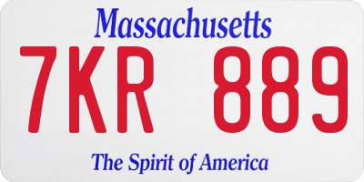 MA license plate 7KR889