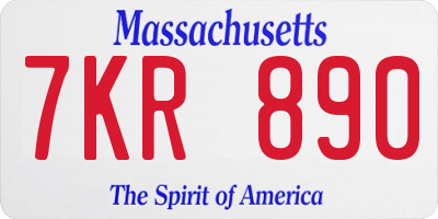 MA license plate 7KR890