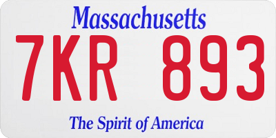 MA license plate 7KR893