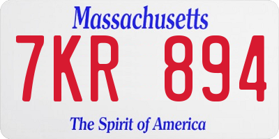 MA license plate 7KR894