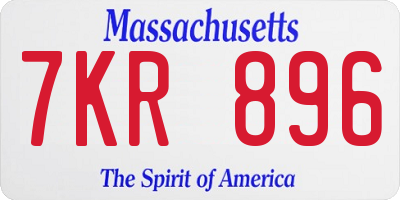MA license plate 7KR896
