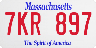 MA license plate 7KR897