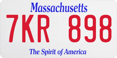 MA license plate 7KR898