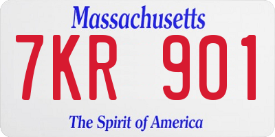 MA license plate 7KR901