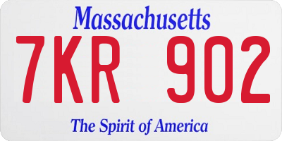 MA license plate 7KR902