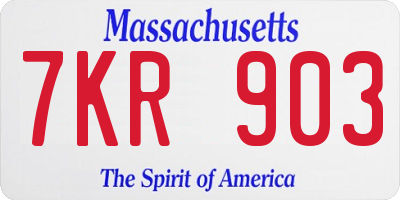 MA license plate 7KR903