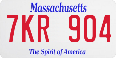 MA license plate 7KR904