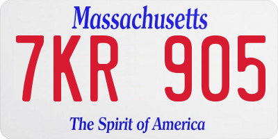 MA license plate 7KR905