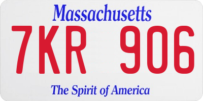 MA license plate 7KR906