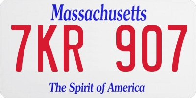 MA license plate 7KR907