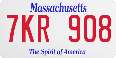 MA license plate 7KR908