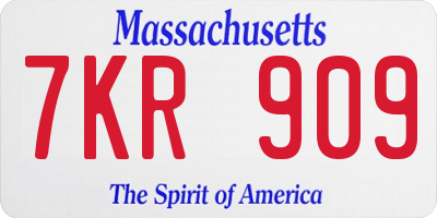 MA license plate 7KR909