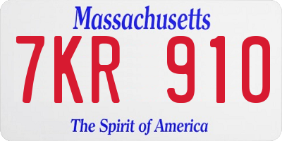MA license plate 7KR910