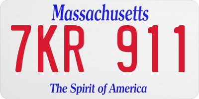MA license plate 7KR911