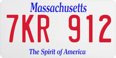 MA license plate 7KR912