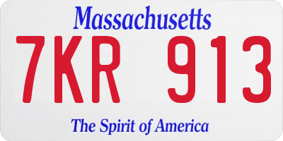 MA license plate 7KR913