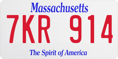 MA license plate 7KR914