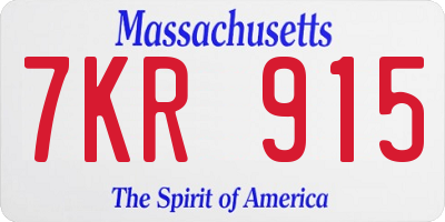 MA license plate 7KR915