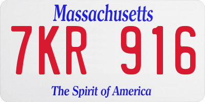 MA license plate 7KR916