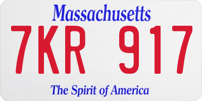 MA license plate 7KR917