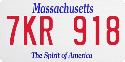 MA license plate 7KR918
