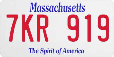 MA license plate 7KR919