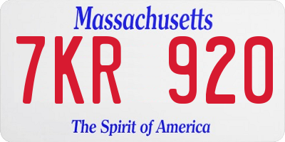 MA license plate 7KR920