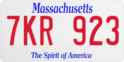 MA license plate 7KR923