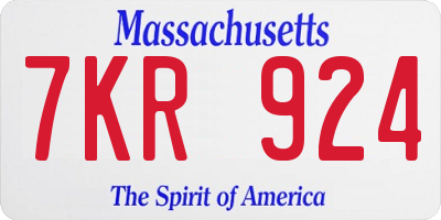 MA license plate 7KR924