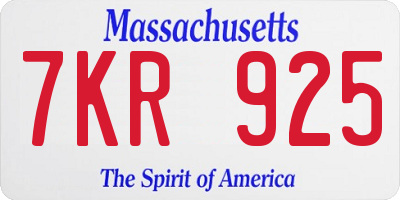 MA license plate 7KR925