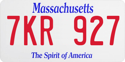 MA license plate 7KR927