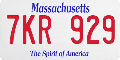 MA license plate 7KR929