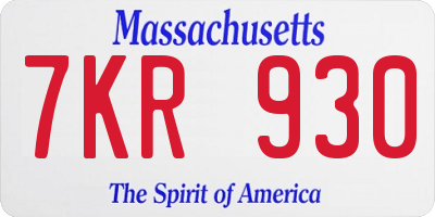 MA license plate 7KR930