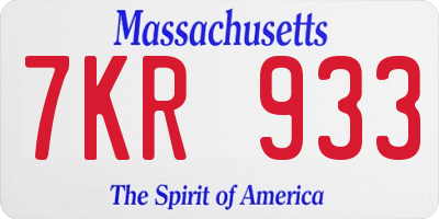 MA license plate 7KR933
