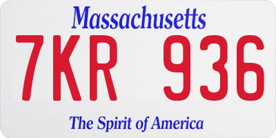 MA license plate 7KR936