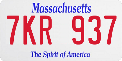 MA license plate 7KR937