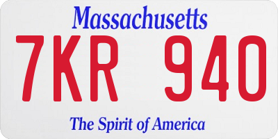 MA license plate 7KR940