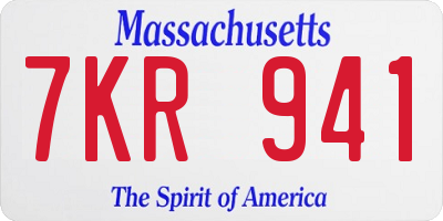 MA license plate 7KR941
