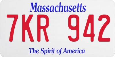 MA license plate 7KR942
