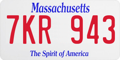 MA license plate 7KR943