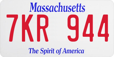 MA license plate 7KR944