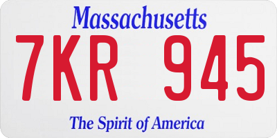 MA license plate 7KR945